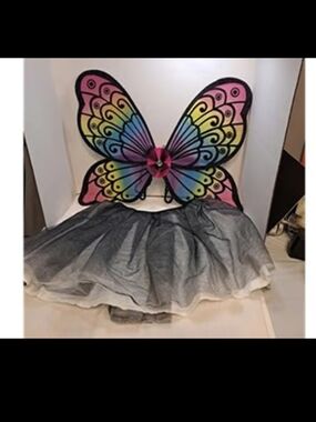 Butterfly Fairy Wings With Black/Grey/Silver  Skirt -Teens/Adult Size Small- NEW